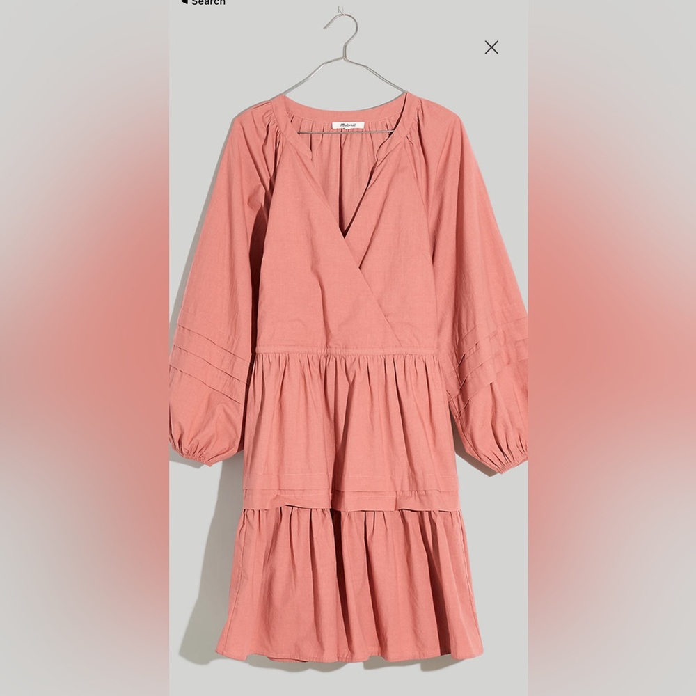 Madewell Pink Poplin Mini Wrap Dress